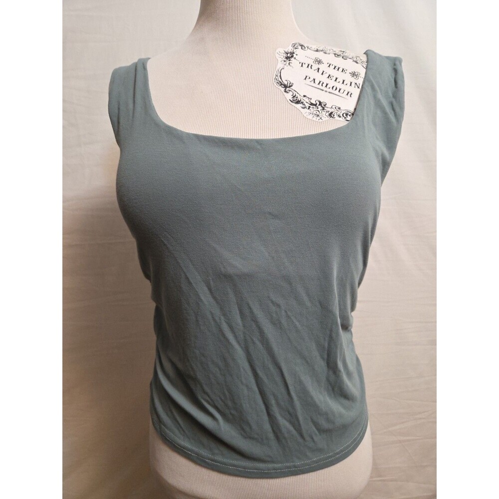 OGL Naked Sensation Eco-SkinKiss Cropped Side Ruched Tank Top Sea Green Blue XL